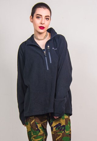 COLUMBIA VINTAGE 90'S BLACK QUARTER ZIP NECK FLEECE JACKET