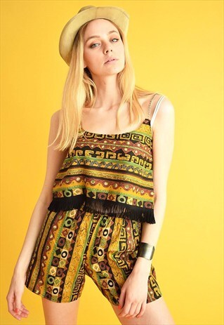 90'S STYLE BOHO FESTIVAL TRIBAL PATTERN CO-ORD TWO PIECE