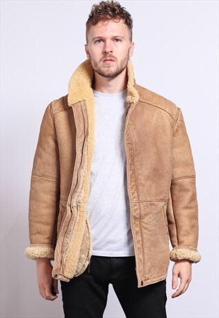 VINTAGE SUEDE AVIATOR FLEECE JACKET