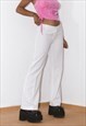 VINTAGE Y2K CLUBBING WHITE MID WAIST BOOTCUT PANTS