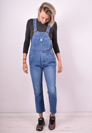 RIFLE WOMENS VINTAGE DENIM DUNGAREES MEDIUM BLUE 90'S