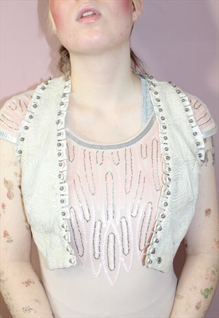 AZTEC VINTAGE DESIGNER CROP WAISTCOAT CREAM DAY BIRGER TOP