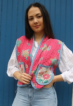 Sleeveless Quilted Waistcoat in Pink