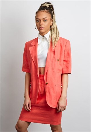 RARE VINTAGE 80'S VALENTINO CORAL PINK CO-ORD SET