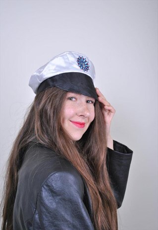80S COSTUME POLICE CAP, VINTAGE FUNNY NEWSBOY HAT
