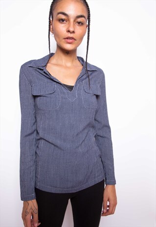 VINTAGE 90S ARMANI STRIPED TOP ID:A249