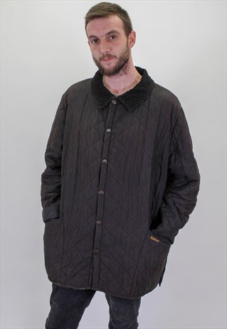 VINTAGE BARBOUR QUILTED AND PADDED JACKET IN BLACK XXL