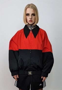 Utility jacket contrast bomber buckle finish aviator in red