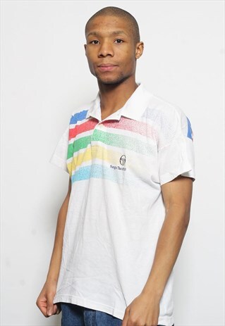 VINTAGE SERGIO TACCHINI ZIP POLO SHIRT WHITE