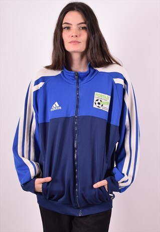 ADIDAS WOMENS VINTAGE TRACKSUIT TOP JACKET XL BLUE 90S