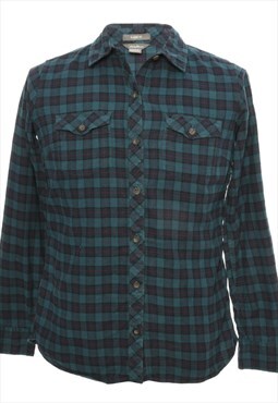 Vintage Flannel Navy & Green Checked Eddie Bauer Shirt - M