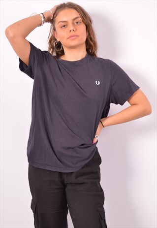 VINTAGE FRED PERRY T-SHIRT TOP NAVY BLUE