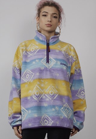 VINTAGE 80'S OVERSIZED INVICTA FLEECE PASTEL JACKET