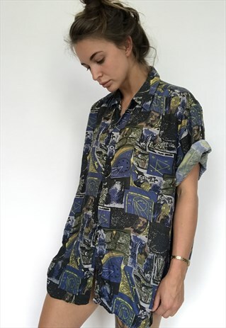 PATTERNED OVERSIZED RETRO VINTAGE UNISEX FESTIVAL SHIRT