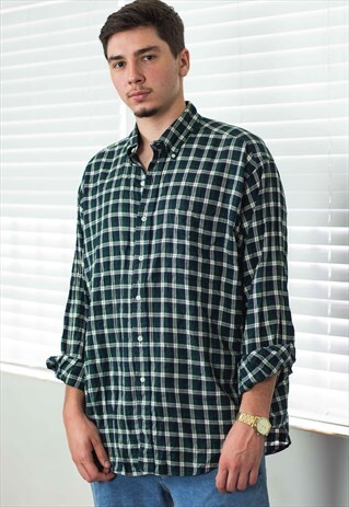 VINTAGE POLO RALPH LAUREN SHIRT LOGO FLANNEL 90S L 8.9