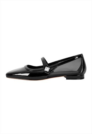 Patent Square Toe Mary Jane Flats