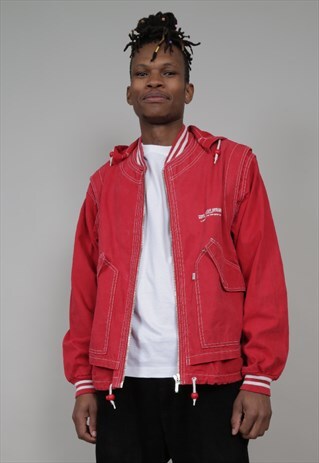 VINTAGE 90'S LEVI'S RED DENIM BOMBER JACKET