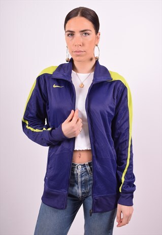 NIKE WOMENS VINTAGE TRACKSUIT TOP JACKET LARGE PURPLE 90'S