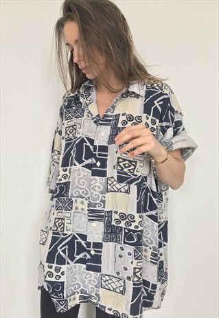 PATTERNED OVERSIZED RETRO VINTAGE UNISEX FESTIVAL SHIRT