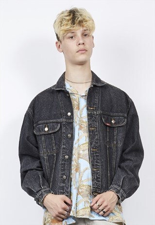 VINTAGE 80'S LEE WASHED BLACK DENIM JACKET