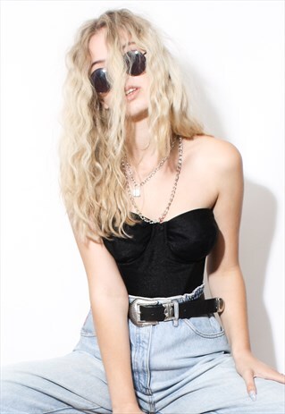 VINTAGE 90'S BLACK LACE BRALET CROP TOP Y2K