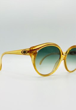 Christian Dior Sunglasses Round Yellow Green Tinted CD Logo 