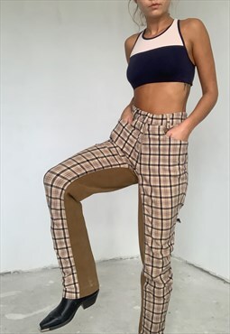 High Waisted Plaid Riding Trousers