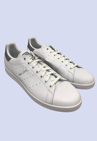 MENS STAN SMITH WHITE SILVER GREY LOW CASUAL TRAINERS 