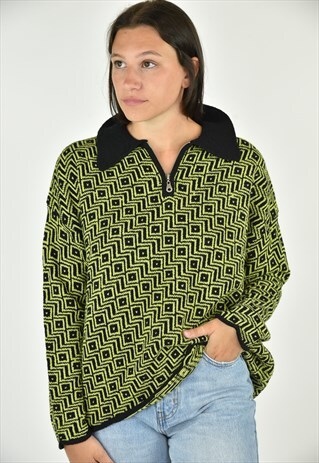VINTAGE 90'S EXPRESS TRICOT YELLOW SWEATER LARGE
