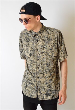 VINTAGE 90S ABSTRACT AZTEC GRUNGE SHORT SLEEVE SHIRT