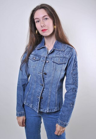VINTAGE WOMAN BLUE DENIM BUTTONS JEANS JACKET