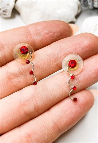1970'S RED GEM DROP STUDS