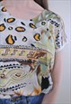 VINTAGE 90S ABSTRACT BLOUSE, MULTICOLOR BLOUSE SUMMER 