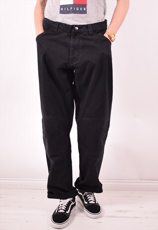 KAPPA MENS VINTAGE TROUSERS W32 L34 BLACK 90S