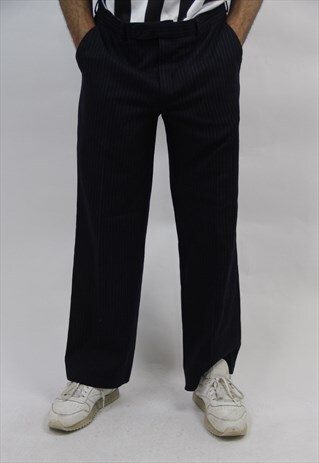 VINTAGE NAVY PINSTRIPE TAILORED TROUSERS
