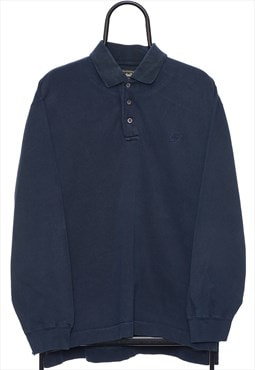 Vintage Timberland Navy Long Sleeved Polo Shirt Mens