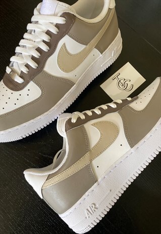 NIKE BEIGE BROWN CUSTOM AIRFORCE 1 - AF1