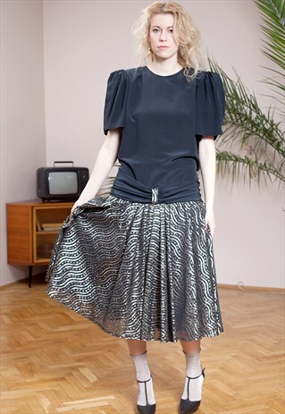 TOTALLY 80S PARTY DROP WAIST PARTY BLACK DRESS