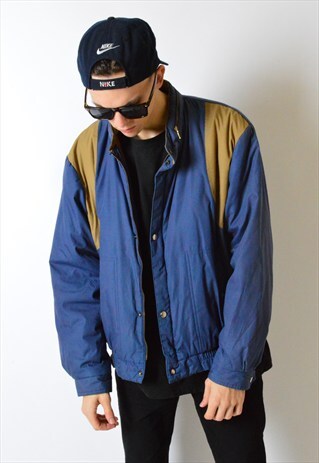 VINTAGE 90S NAVY BLUE COLOUR BLOCK JACKET