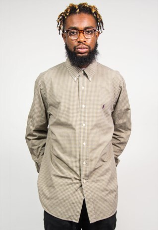 RALPH LAUREN BROWN CHECK PATTERN OXFORD SHIRT