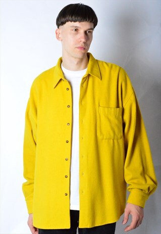 VINTAGE 90S MUSTARD YELLOW WOOL BLEND LONG SLEEVE SHIRT