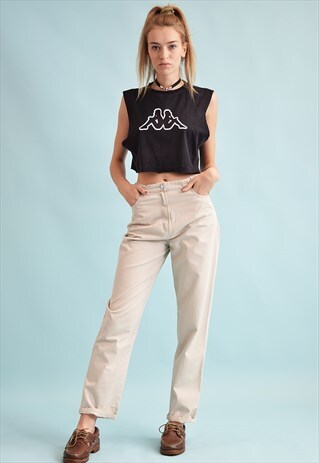 90'S RETRO NEUTRAL HIGH WAIST DENIM JEANS CHINOS