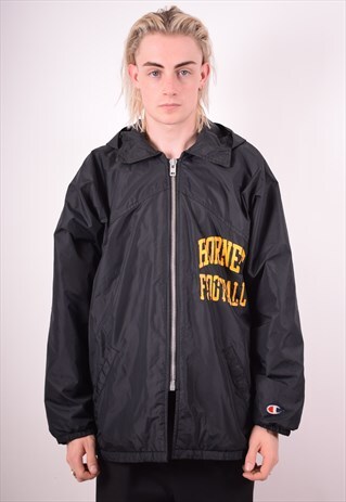 CHAMPION MENS VINTAGE JACKET LARGE BLACK 90S
