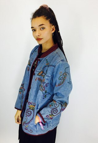 VINTAGE DENIM PAISLEY EMBROIDERED JACKET