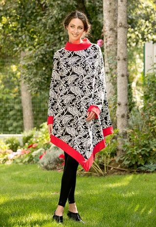 FLORAL MAXI TUNIC/ LONG SLEEVE TOP/ PLUS SIZE TUNIC/