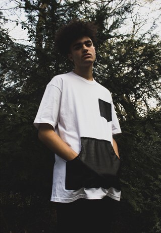 BLACK CROCPOCK FAUX LEATHER TEE