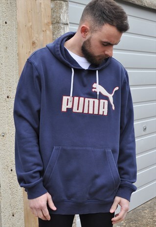 VINTAGE 00'S PUMA TEXTURED LOGO OVERSIZED HOODIE SWEATSHIRT