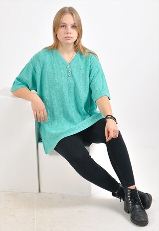 VINTAGE 80'S OVERSIZED BLOUSE IN GREEN