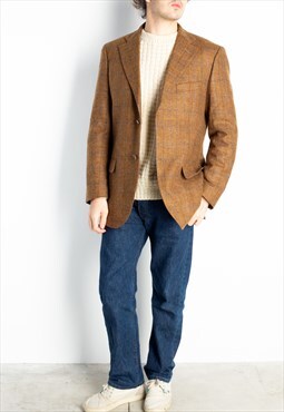 Men's Light Brown Checked New Wool Blazer