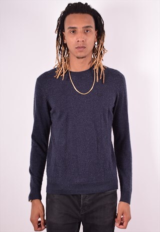 LACOSTE MENS VINTAGE JUMPER SWEATER MEDIUM BLUE 90S
